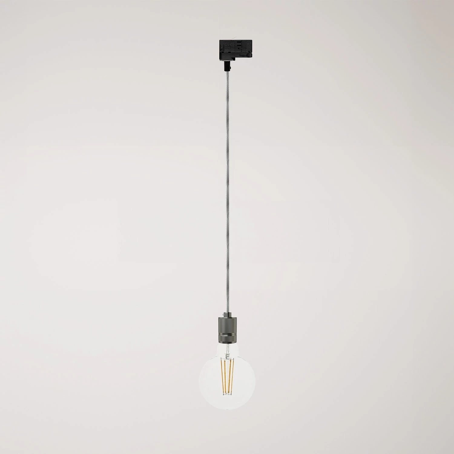 Hanglamp met gekartelde aluminium lamphouder voor rails