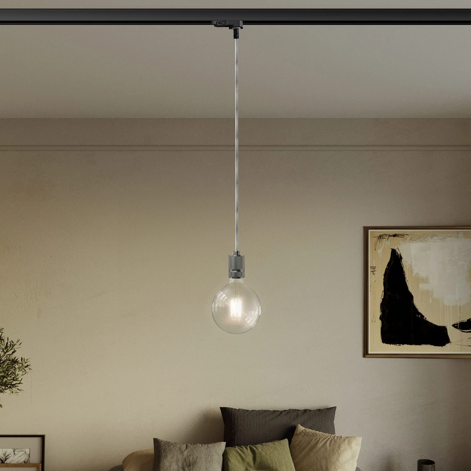 Hanglamp met gekartelde aluminium lamphouder voor rails