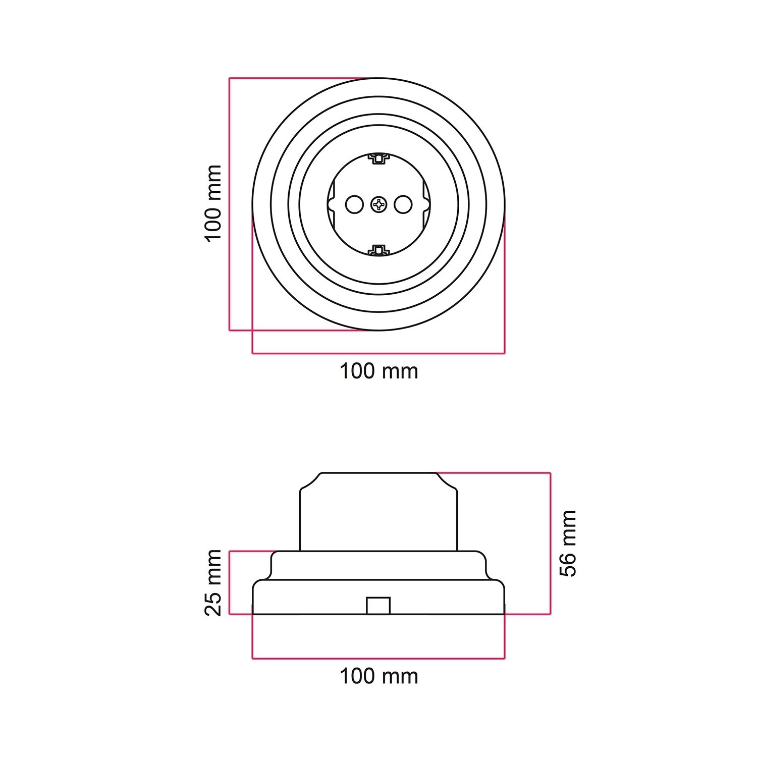 Schuko wandcontactdoos met porseleinen voet