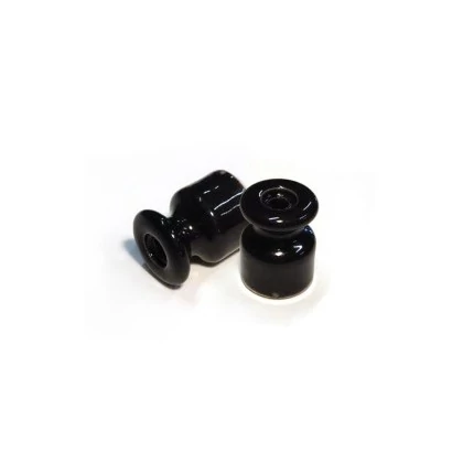 Geïsoleerde porseleinen muurbevestiging voor gevlochten textielkabel, 18mm - 2 stuks - zwart