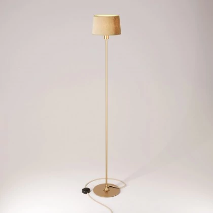 MAG-Y vloerlamp met ronde metalen voet en Athena kap - geborsteld brons