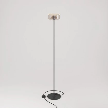 MAG-Y vloerlamp met ronde, metalen voet en Ghost smoky lichtbron - zwart