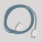 Verlengsnoer met oceaanblauwe katoenen kabel 2P 10A Made in Italy
