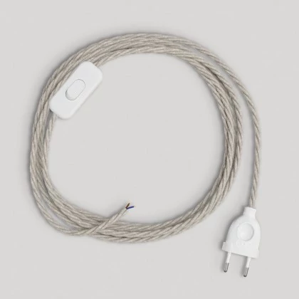 Bedrading voor lamp met witte gevlochten kabel 1,80 m - wit