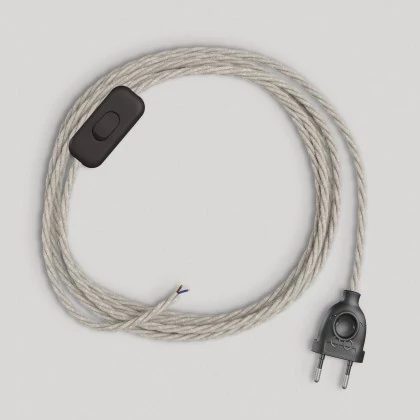 Bedrading voor lamp met witte gevlochten kabel 1,80 m - zwart