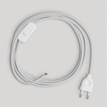 Bedrading voor lamp met witte katoenen kabel 1,80 m - wit