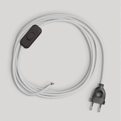 Bedrading voor lamp met witte katoenen kabel 1,80 m - zwart