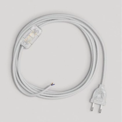 Bedrading voor lamp met witte katoenen kabel 1,80 m - transparant