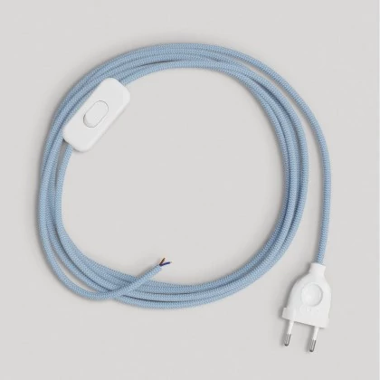 Bedrading voor lamp met blauwe "Steward" katoenen kabel 1,80 m - wit