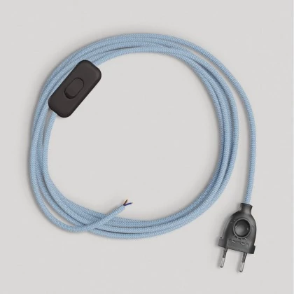 Bedrading voor lamp met blauwe "Steward" katoenen kabel 1,80 m - zwart