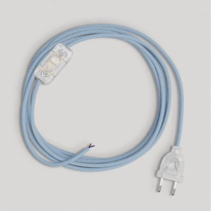 Bedrading voor lamp met blauwe "Steward" katoenen kabel 1,80 m - transparant