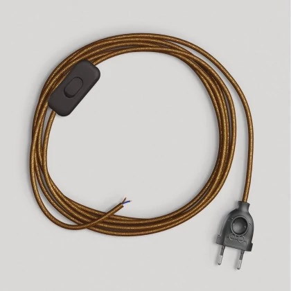 Bedrading voor lamp met glinsterende koperen kabel 1,80 m - zwart