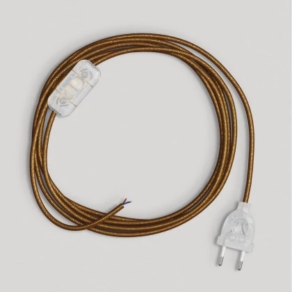 Bedrading voor lamp met glinsterende koperen kabel 1,80 m - transparant