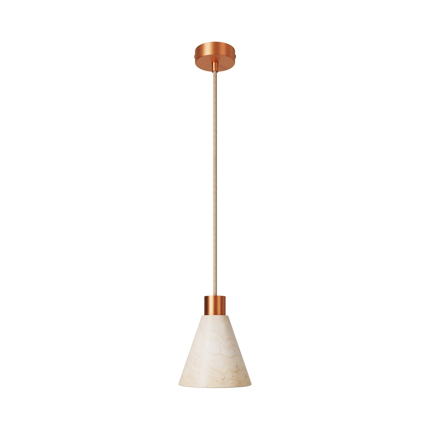 Hanglamp met kegelvormige houten lampenkap