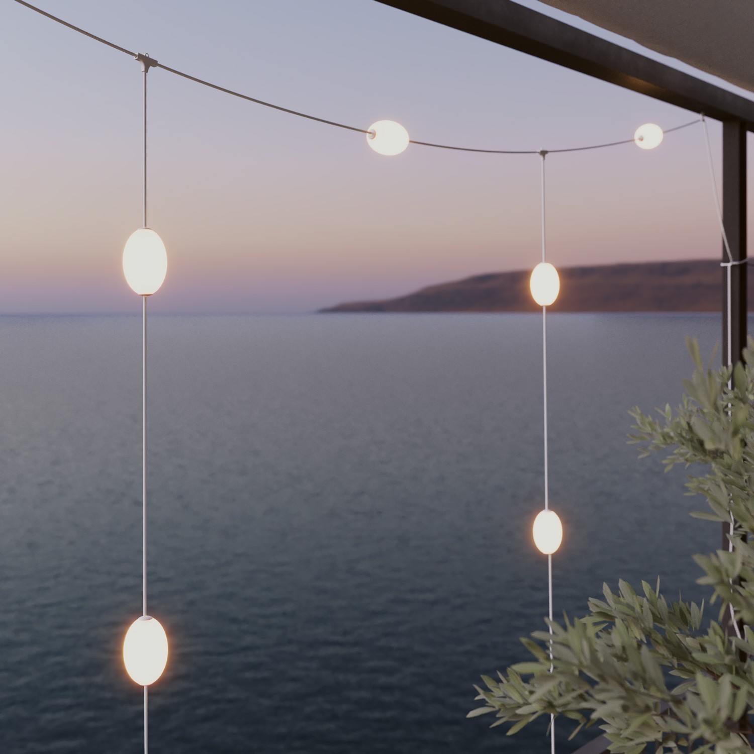 Buiten 7-punts lichtketting IP67 - Marina GRID