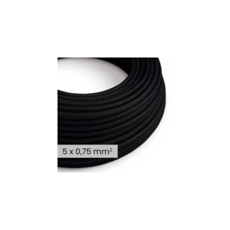DALI textielelektriciteitskabel 5x0,75 mm² in Carbon Black - Flexibele ronde verlichtingskabel RM04