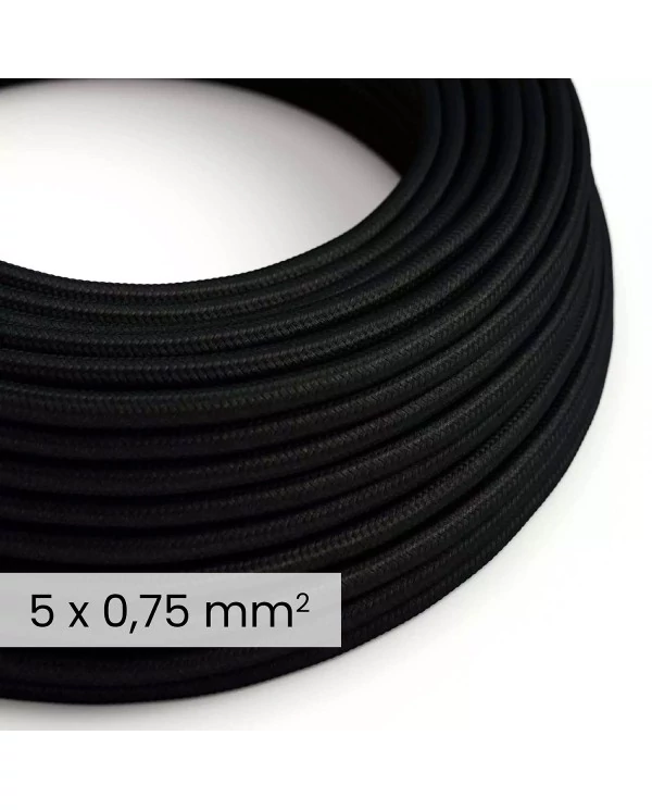 DALI textielelektriciteitskabel 5x0,75 mm² in Carbon Black - Flexibele ronde verlichtingskabel RM04