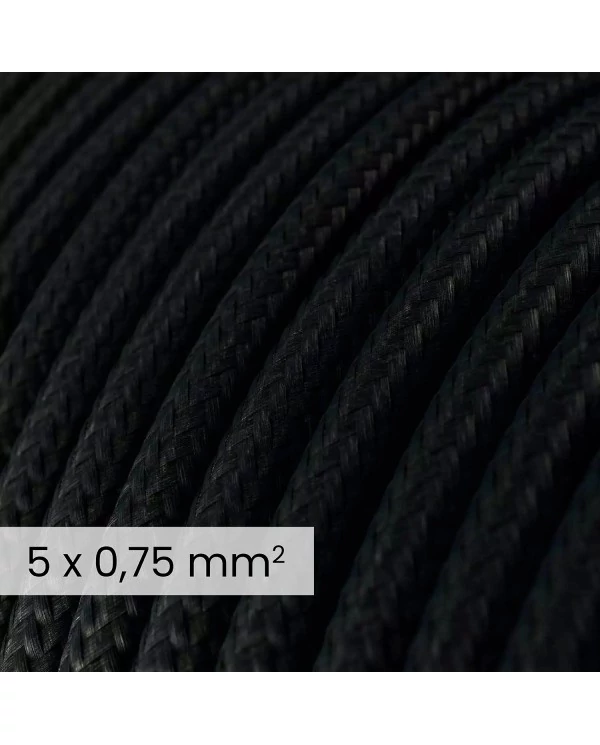 DALI textielelektriciteitskabel 5x0,75 mm² in Carbon Black - Flexibele ronde verlichtingskabel RM04