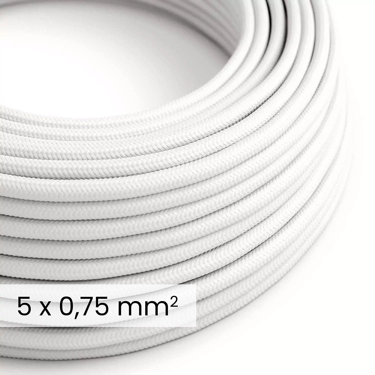 DALI textielelektriciteitskabel 5x0,75 mm² in Optisch Wit - Met stof bedekt snoer voor lampen en systemen RM01