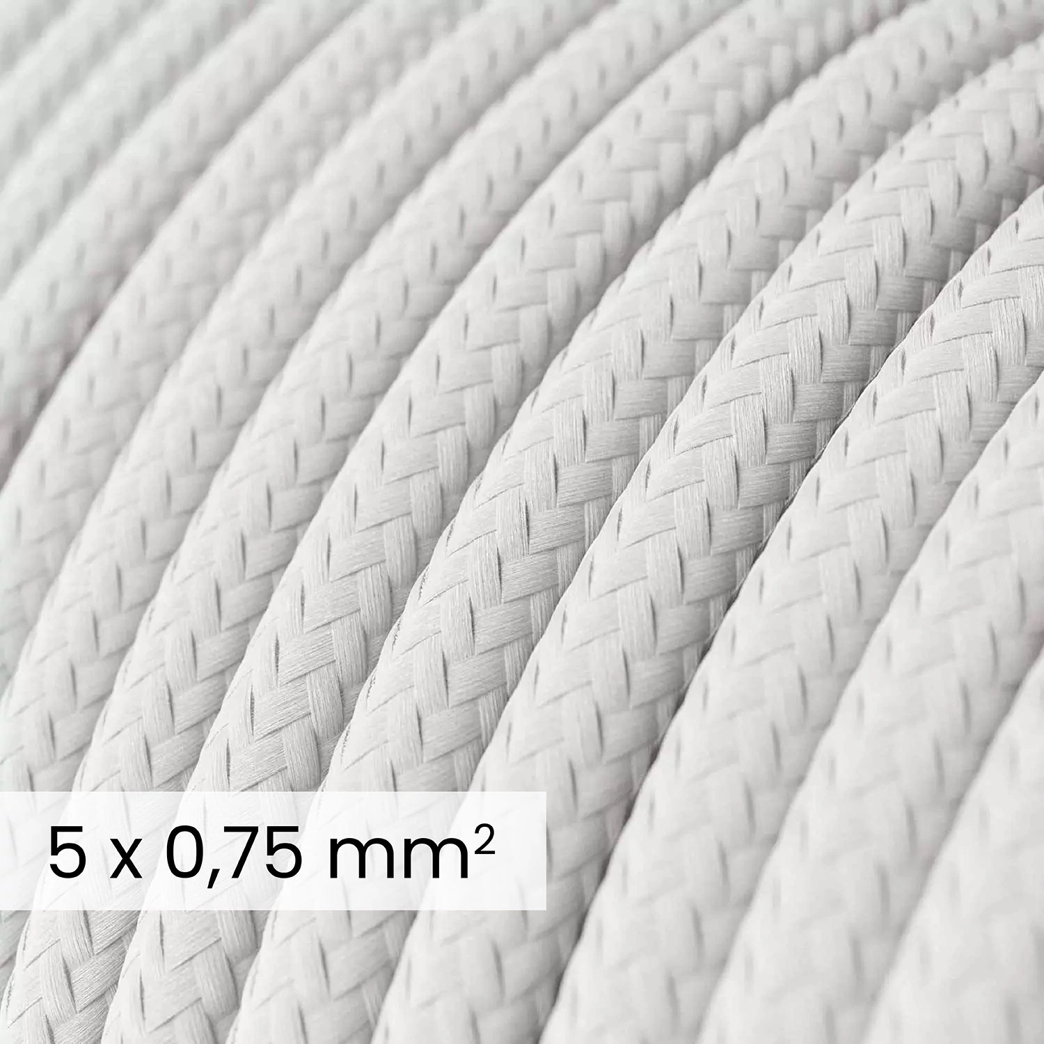 DALI textielelektriciteitskabel 5x0,75 mm² in Optisch Wit - Met stof bedekt snoer voor lampen en systemen RM01