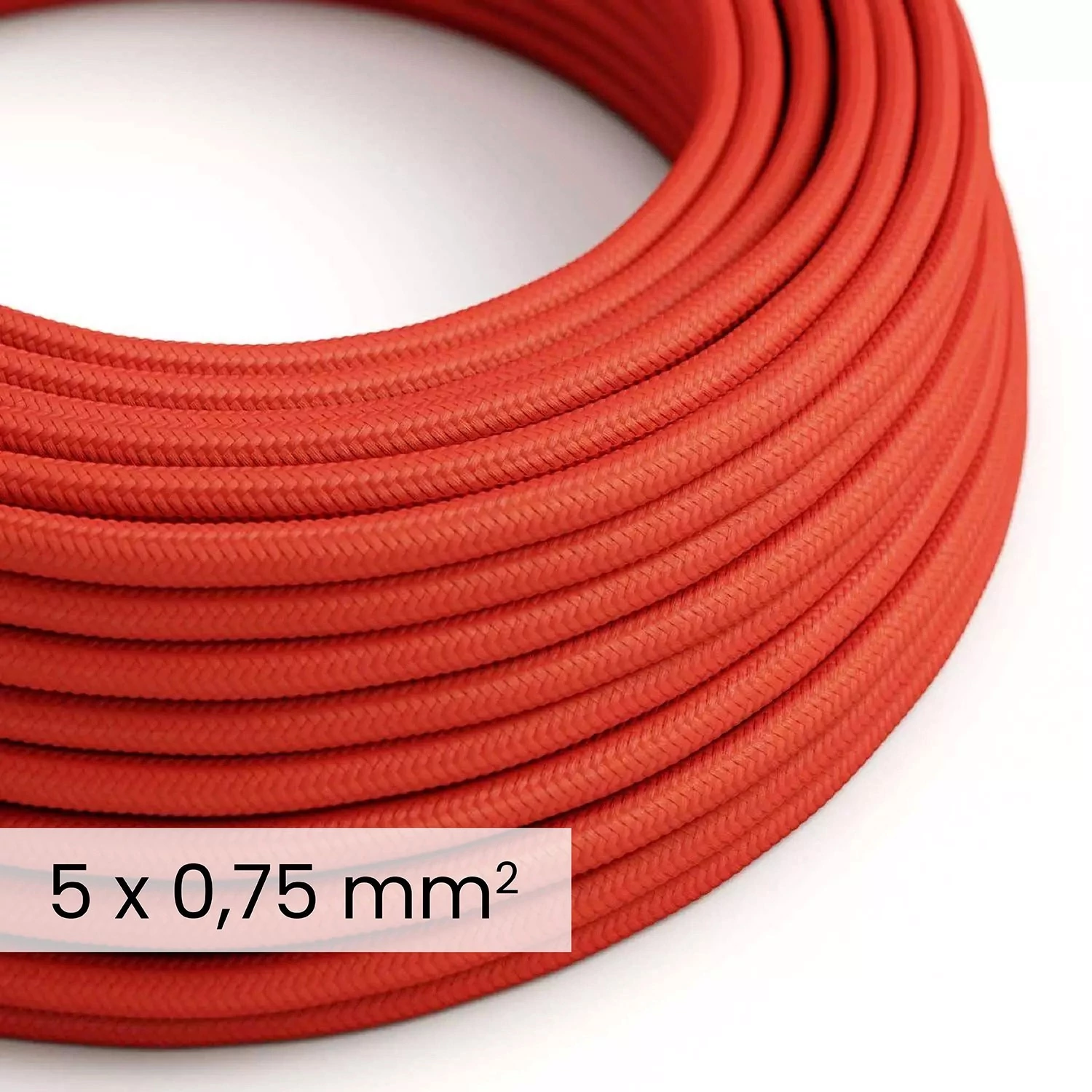 DALI textielelektriciteitskabel 5x0,75 mm² in vuurrood - Flexibel snoer voor verlichting en huisautomatisering RM09