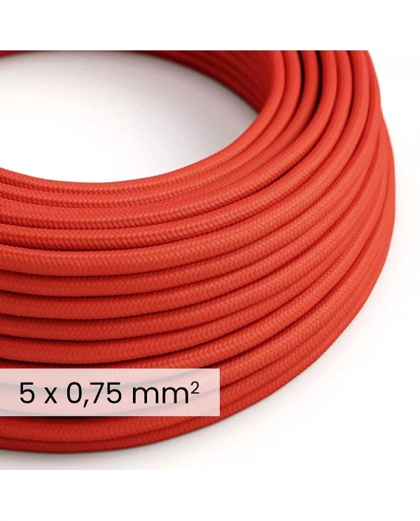 DALI textielelektriciteitskabel 5x0,75 mm² in vuurrood - Flexibel snoer voor verlichting en huisautomatisering RM09