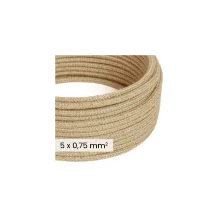DALI textielelektriciteitskabel 5x0,75 mm² in natuurlijk jute - Natuurlijke textieldraad voor designverlichting RN06