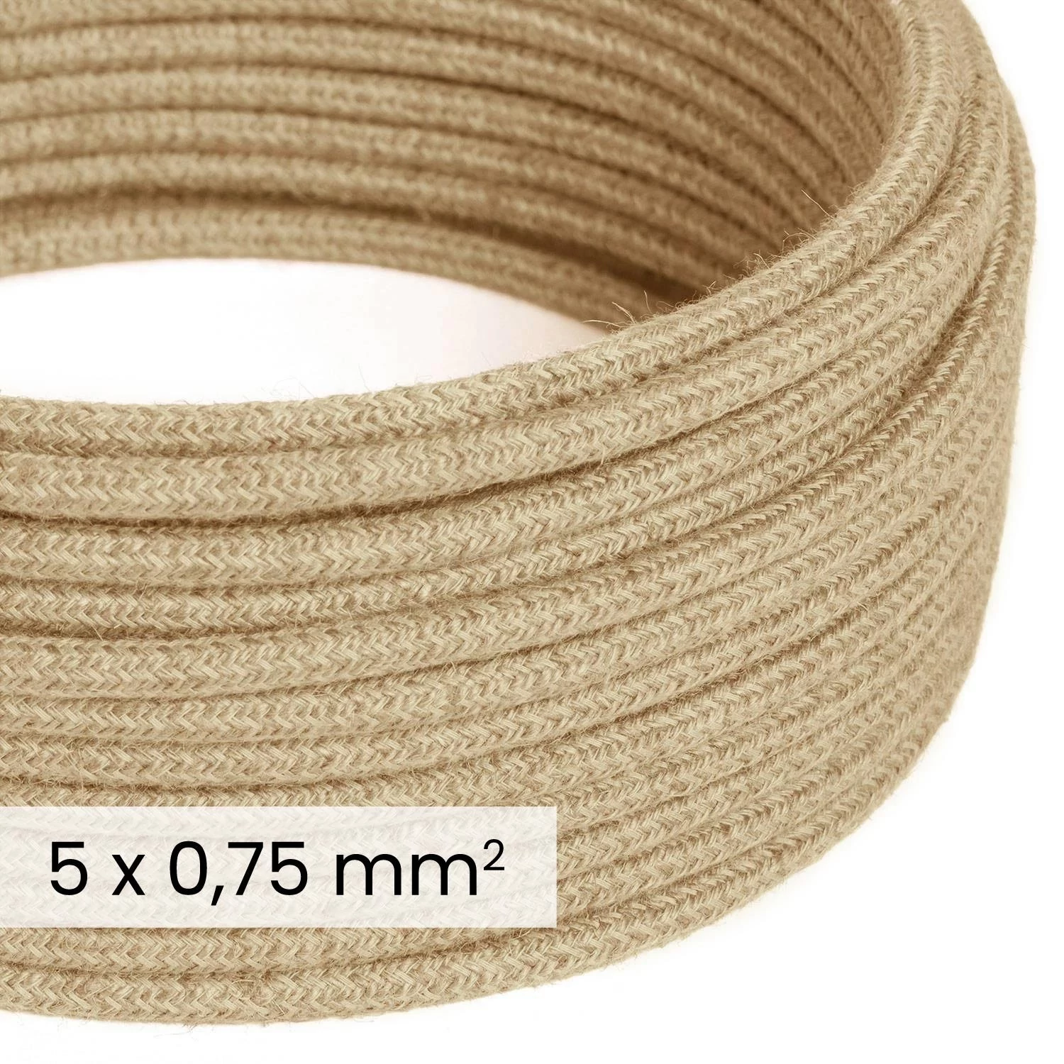 DALI textielelektriciteitskabel 5x0,75 mm² in natuurlijk jute - Natuurlijke textieldraad voor designverlichting RN06
