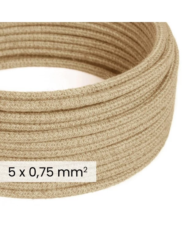 DALI textielelektriciteitskabel 5x0,75 mm² in natuurlijk jute - Natuurlijke textieldraad voor designverlichting RN06