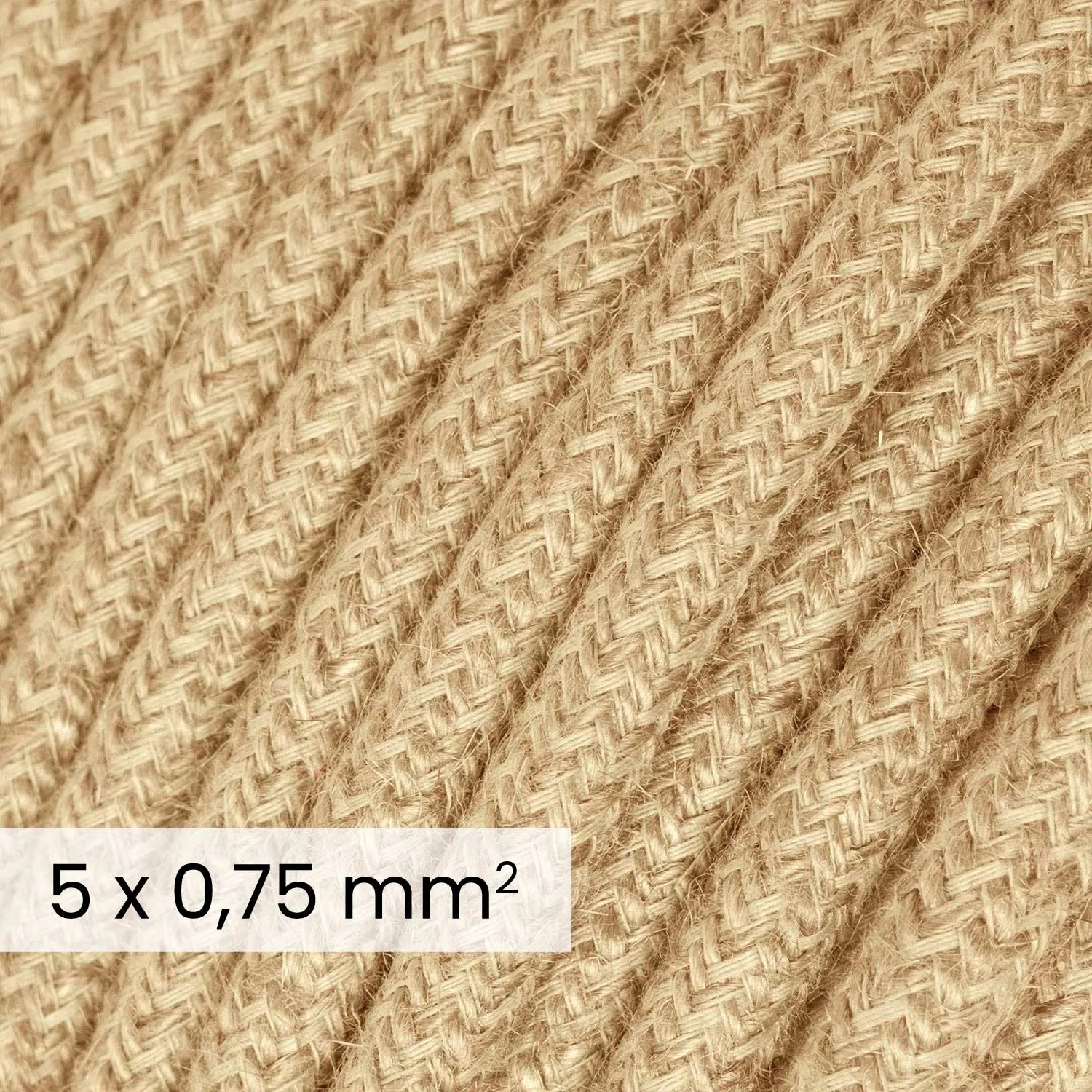 DALI textielelektriciteitskabel 5x0,75 mm² in natuurlijk jute - Natuurlijke textieldraad voor designverlichting RN06