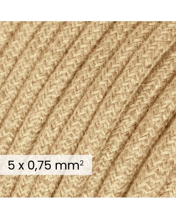 DALI textielelektriciteitskabel 5x0,75 mm² in natuurlijk jute - Natuurlijke textieldraad voor designverlichting RN06