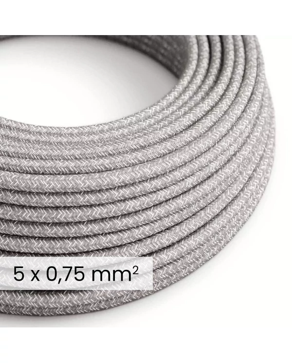 DALI textielelektriciteitskabel 5x0,75 mm² in grijs gemêleerd linnen - decoratieve kabel voor verlichtingsinstallaties RN02