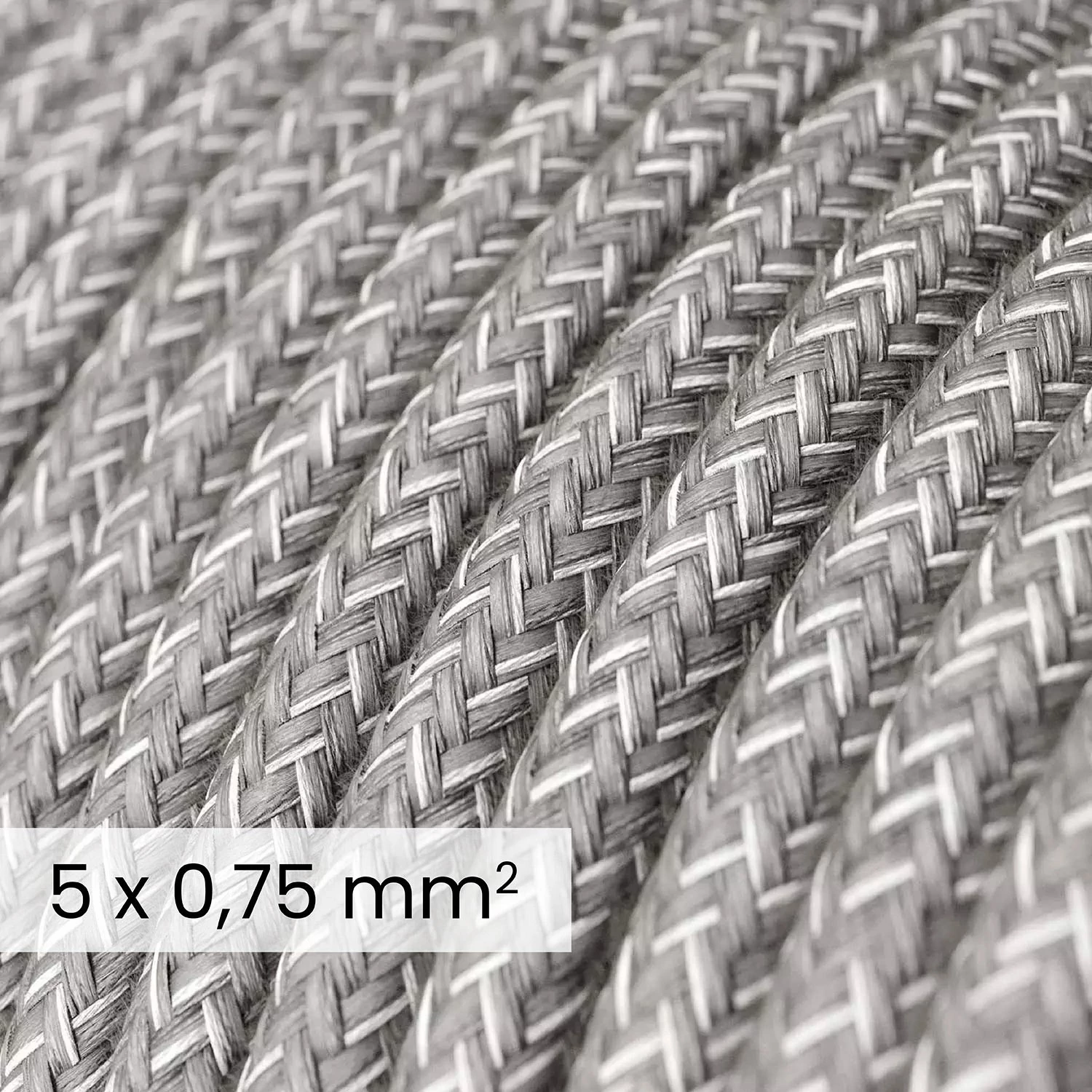 DALI textielelektriciteitskabel 5x0,75 mm² in grijs gemêleerd linnen - decoratieve kabel voor verlichtingsinstallaties RN02