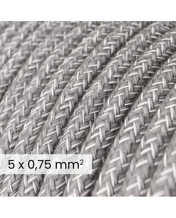 DALI textielelektriciteitskabel 5x0,75 mm² in grijs gemêleerd linnen - decoratieve kabel voor verlichtingsinstallaties RN02