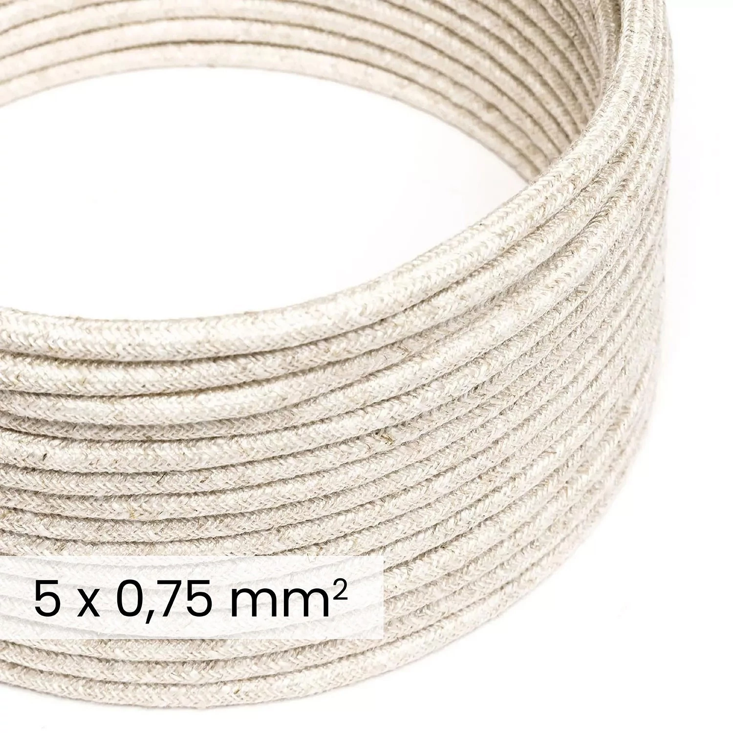 DALI textielelektriciteitskabel 5x0,75 mm² in Natural White Linen - Draad voor designverlichting RN01