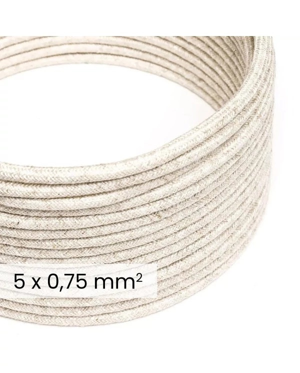 DALI textielelektriciteitskabel 5x0,75 mm² in Natural White Linen - Draad voor designverlichting RN01