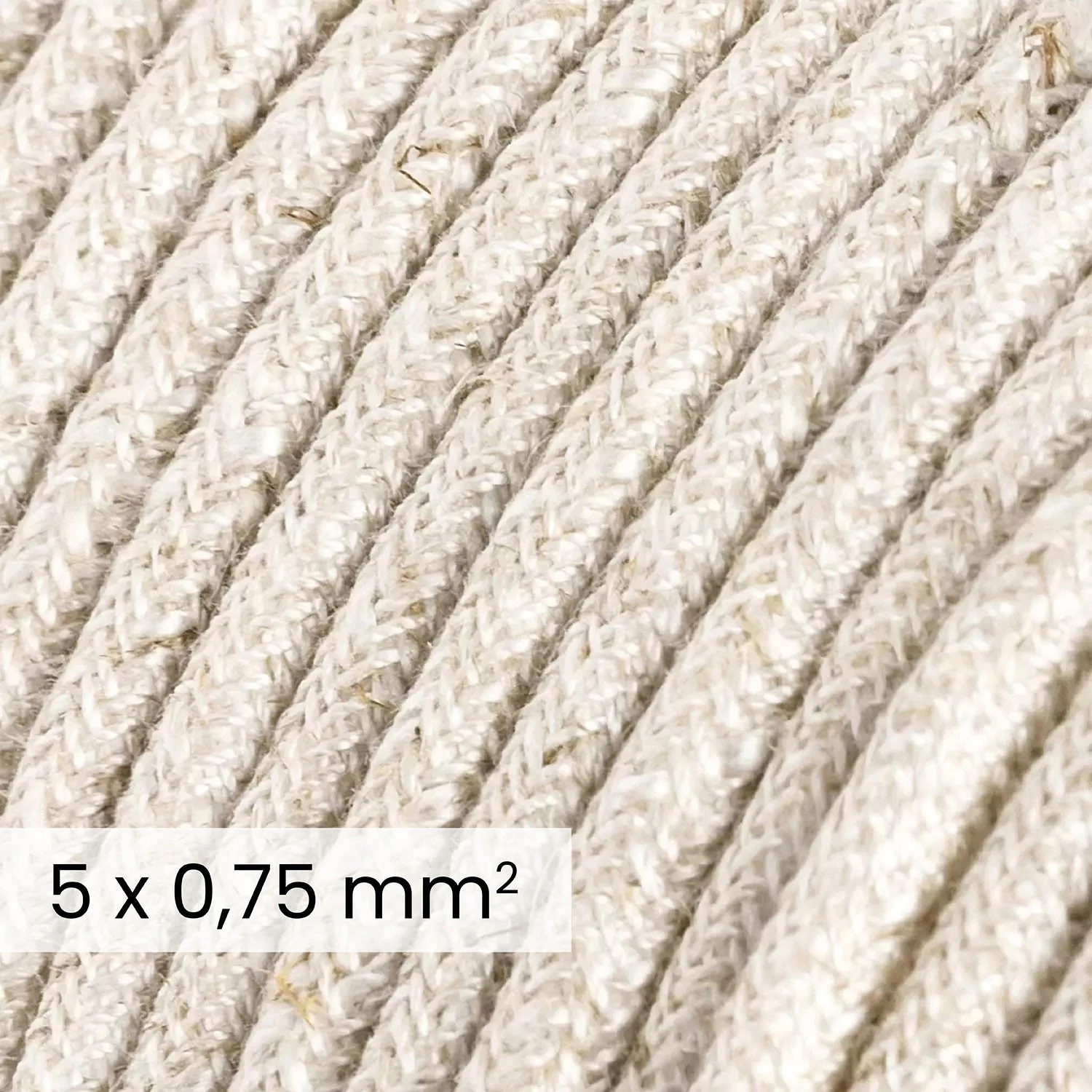 DALI textielelektriciteitskabel 5x0,75 mm² in Natural White Linen - Draad voor designverlichting RN01