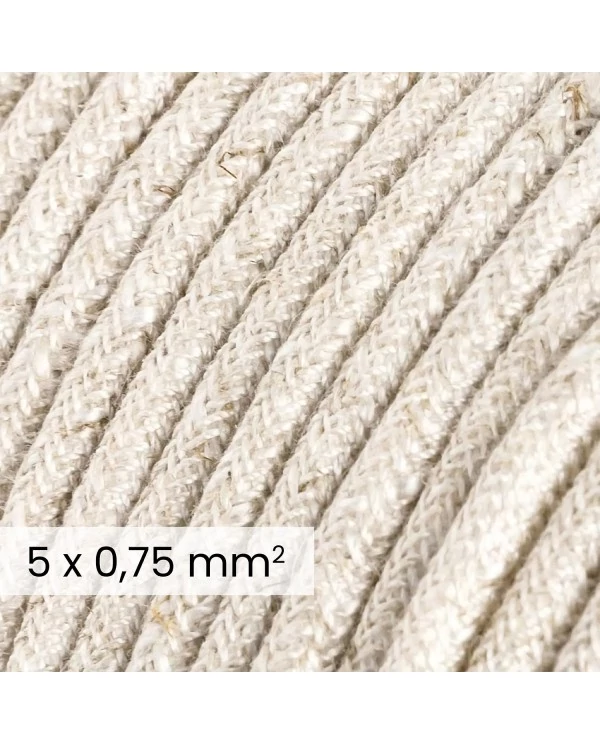 DALI textielelektriciteitskabel 5x0,75 mm² in Natural White Linen - Draad voor designverlichting RN01