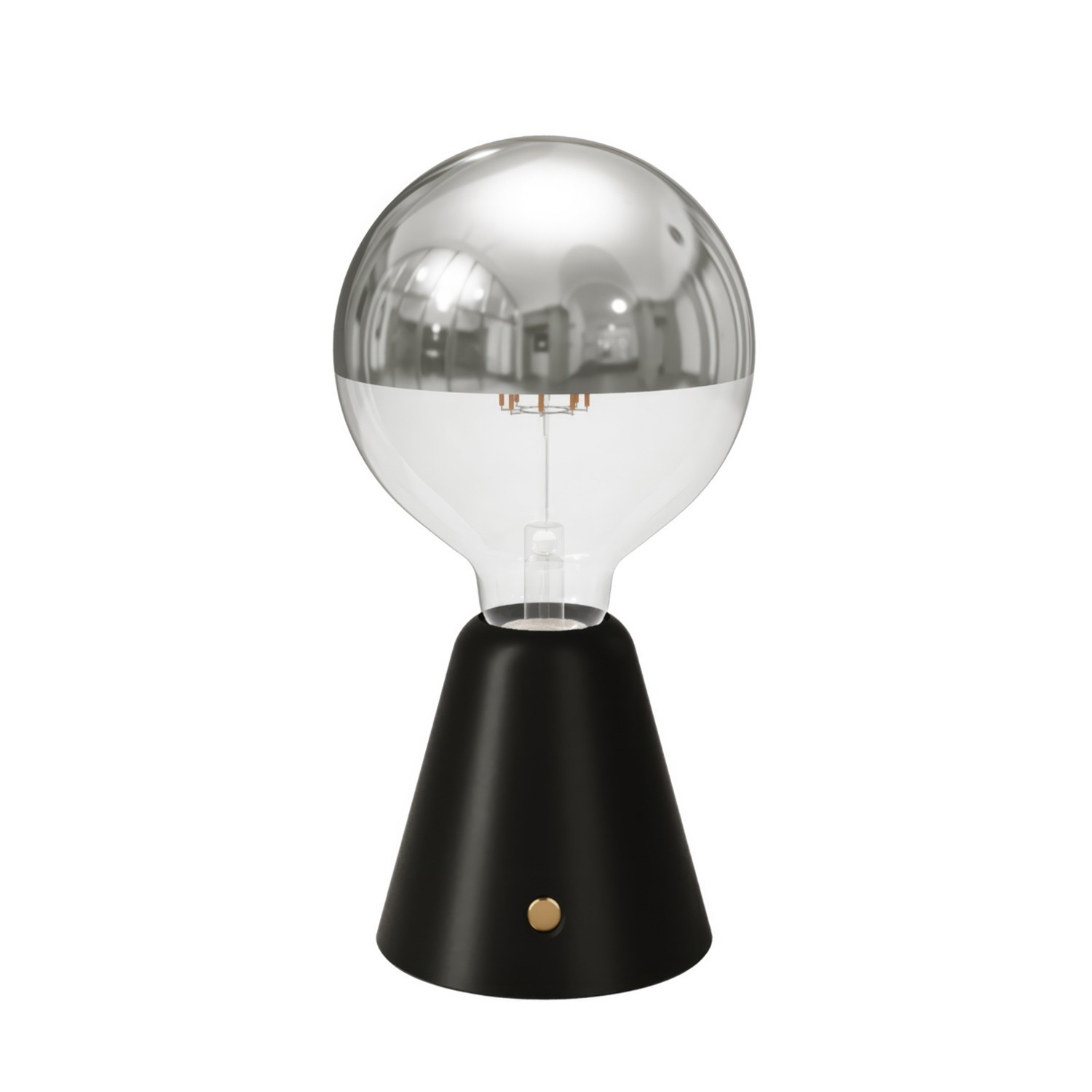 Draagbare en oplaadbare Cabless01 LED-lamp met zilveren Half Sphere lichtbron - zwart