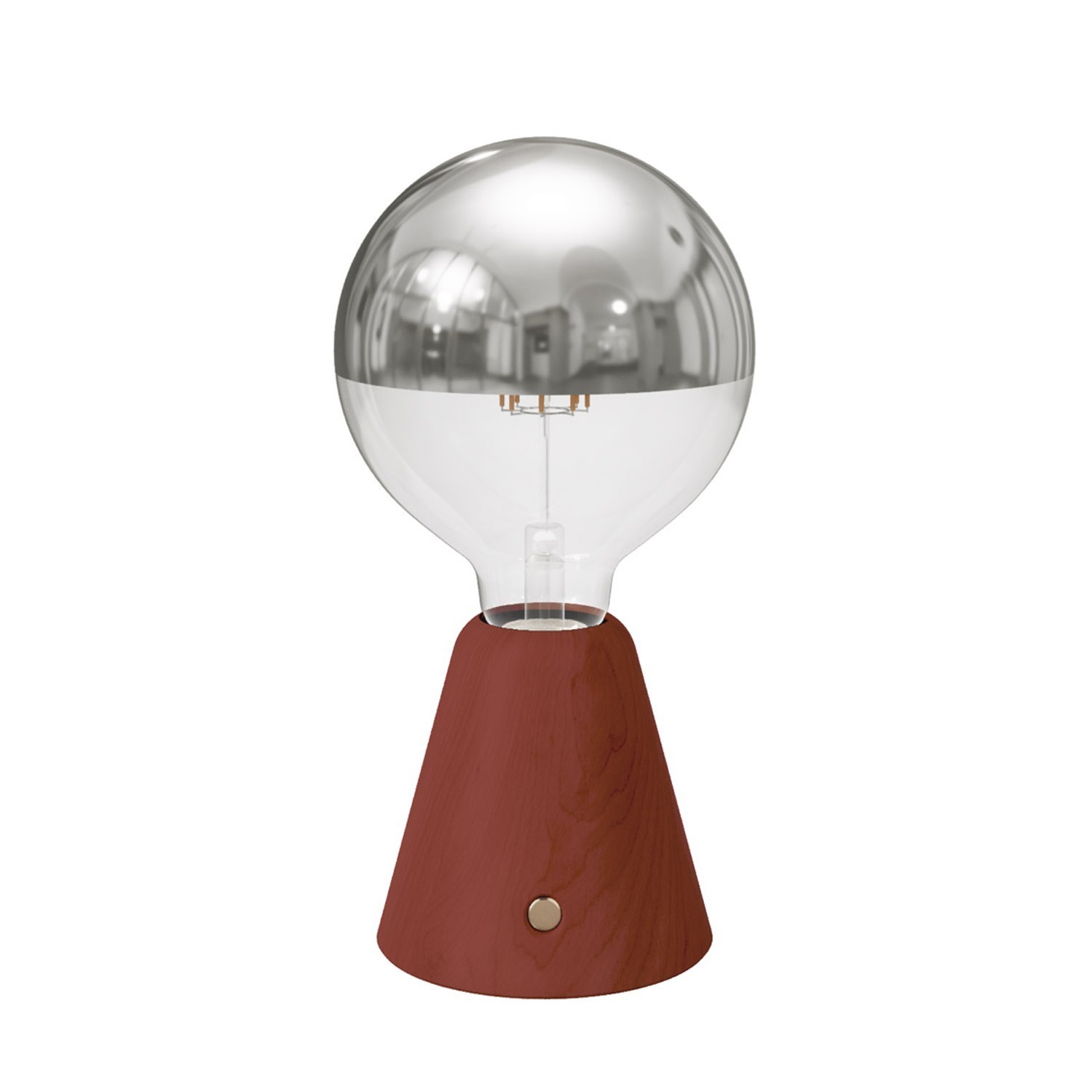 Draagbare en oplaadbare Cabless01 LED-lamp met zilveren Half Sphere lichtbron - terracotta