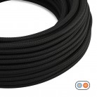 Plat Textiel Kabel Zwart Glanzend Houtskool - PM04