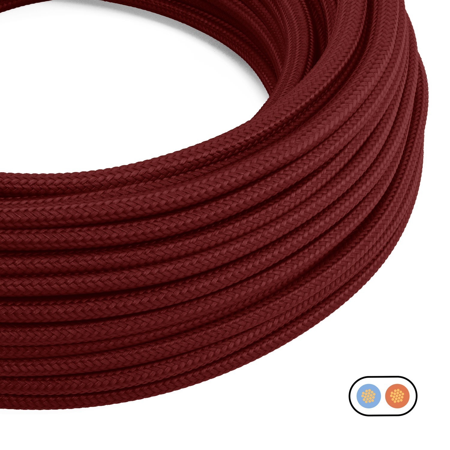 Bordeaux glanzende platte textielkabel - PM19