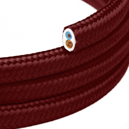Bordeaux glanzende platte textielkabel - PM19