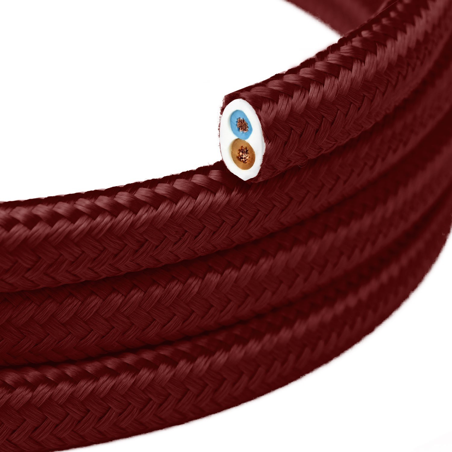 Bordeaux glanzende platte textielkabel - PM19