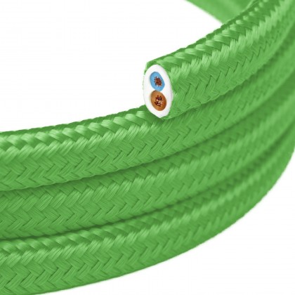 Lime Green glanzende met stof bedekte platte draad - PM18