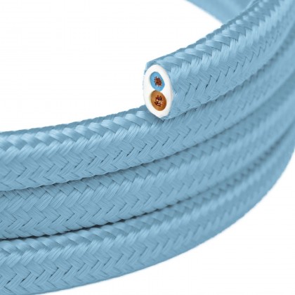Platte textielkabel Licht babyblauw - PM17