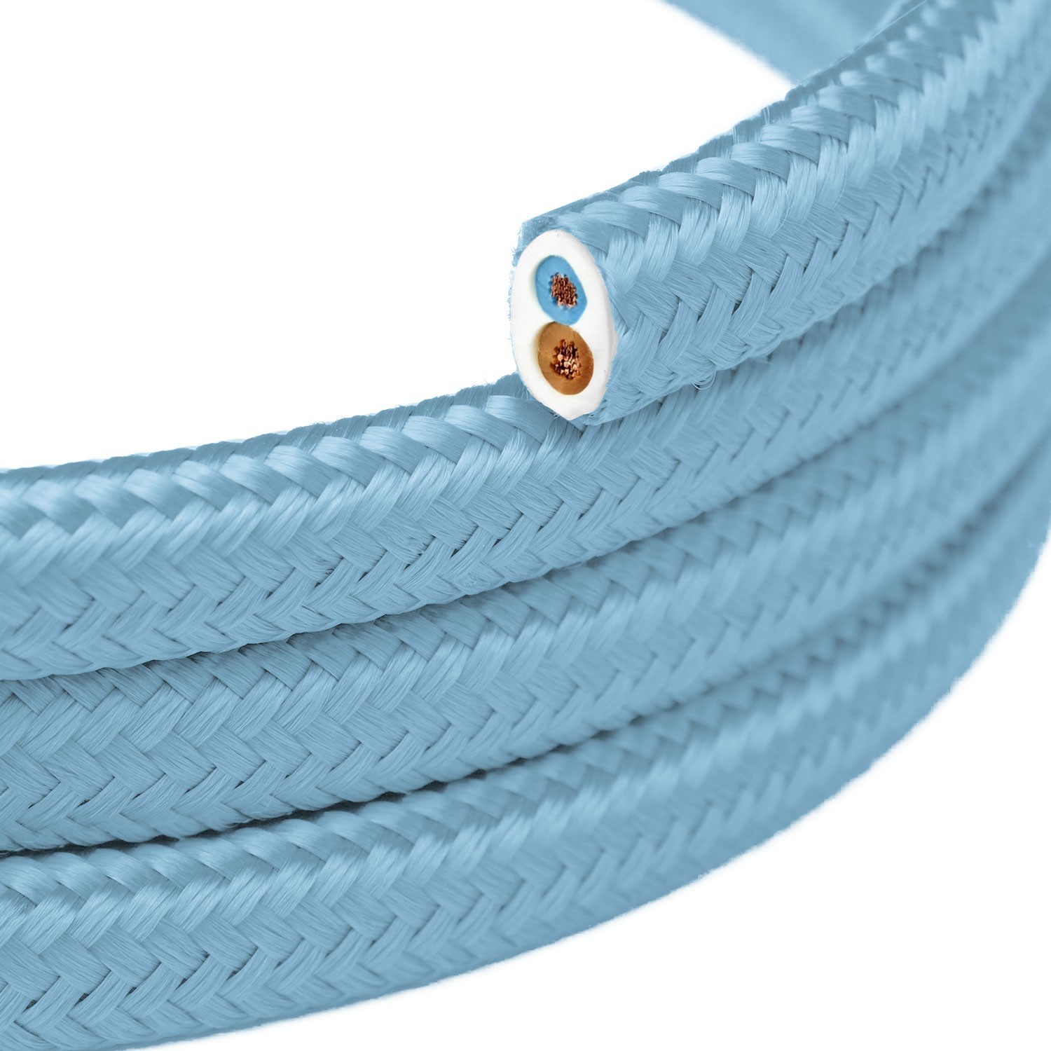 Platte textielkabel Licht babyblauw - PM17