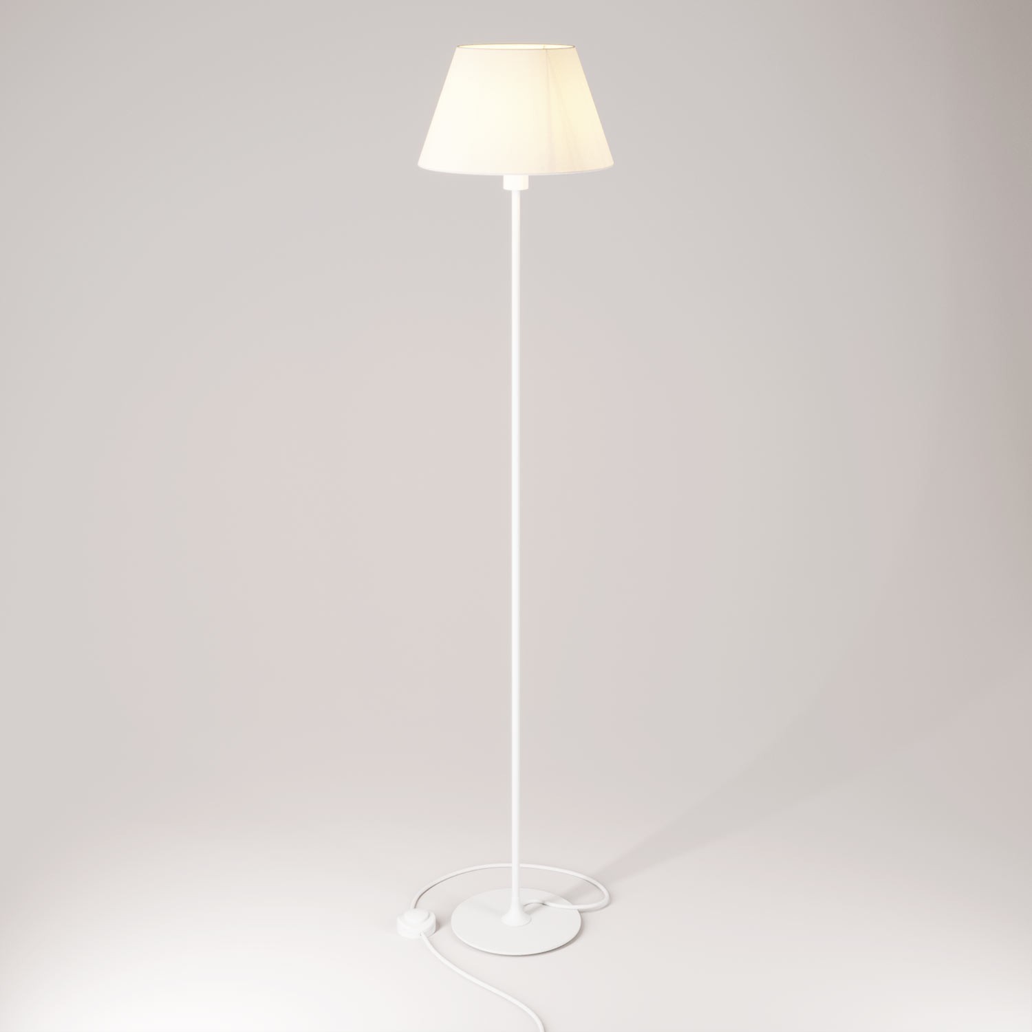 Vloerlamp MAG-Y met ronde metalen voet en kap Impero M - mat wit