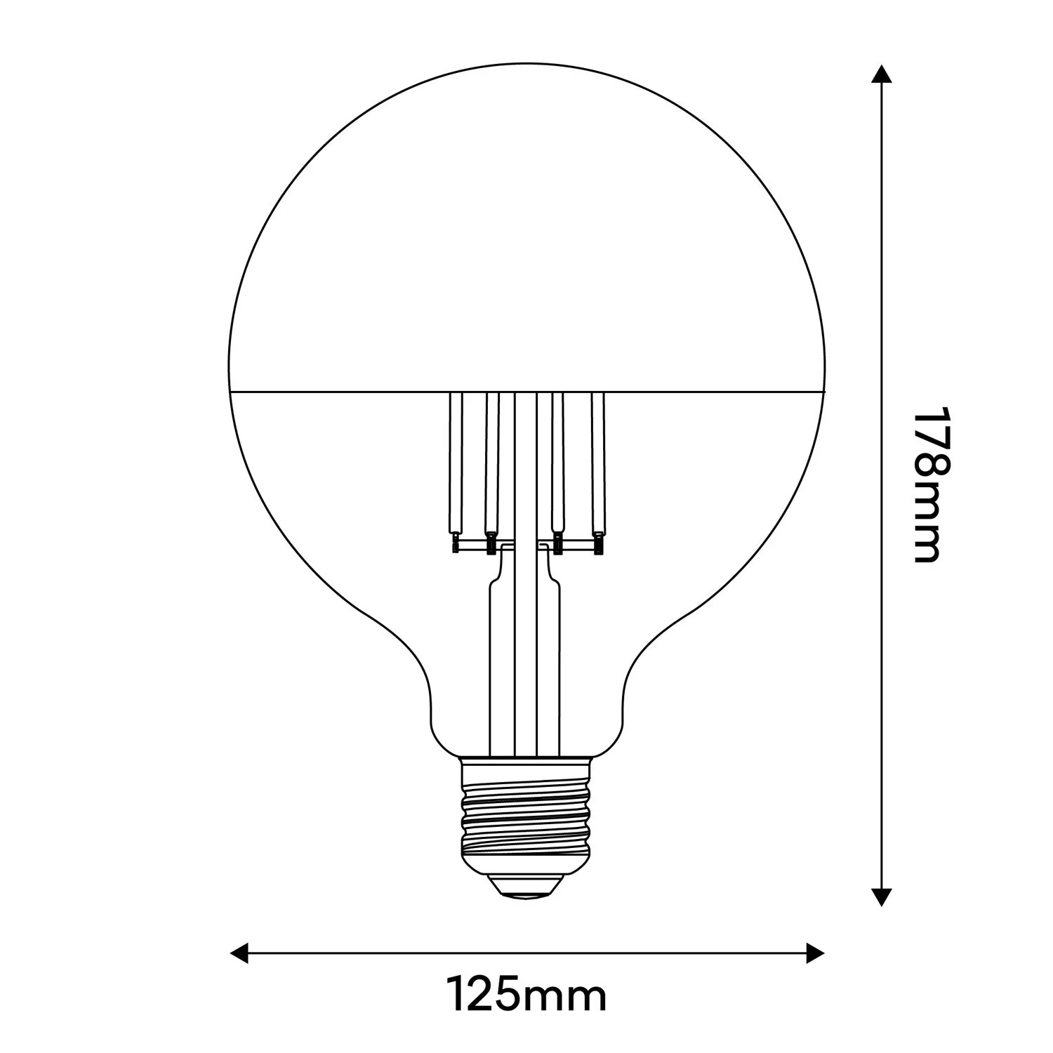 LED Halve Bol Goud G125 7W 650Lm E27 2700K Dimbaar - A15