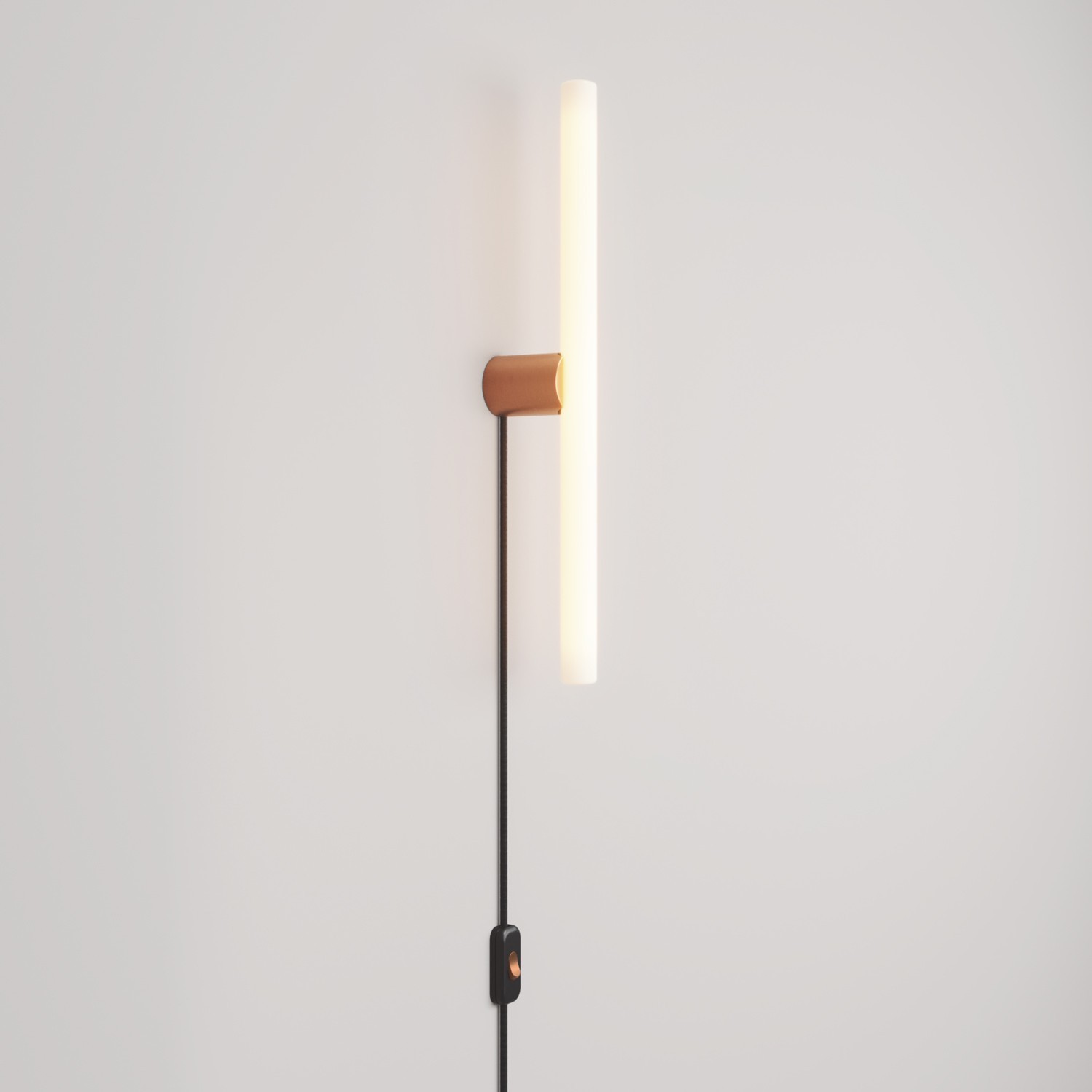 Lamp met stekker, metalen afwerking en lineaire LED S14d-lamp - geborsteld koper